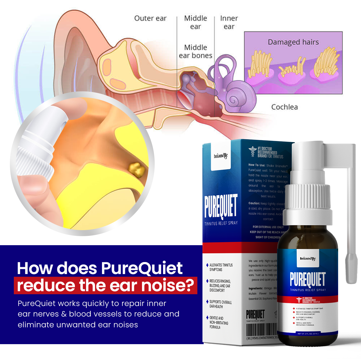 Brianelle™ PureQuiet Tinnitus Relief Spray
